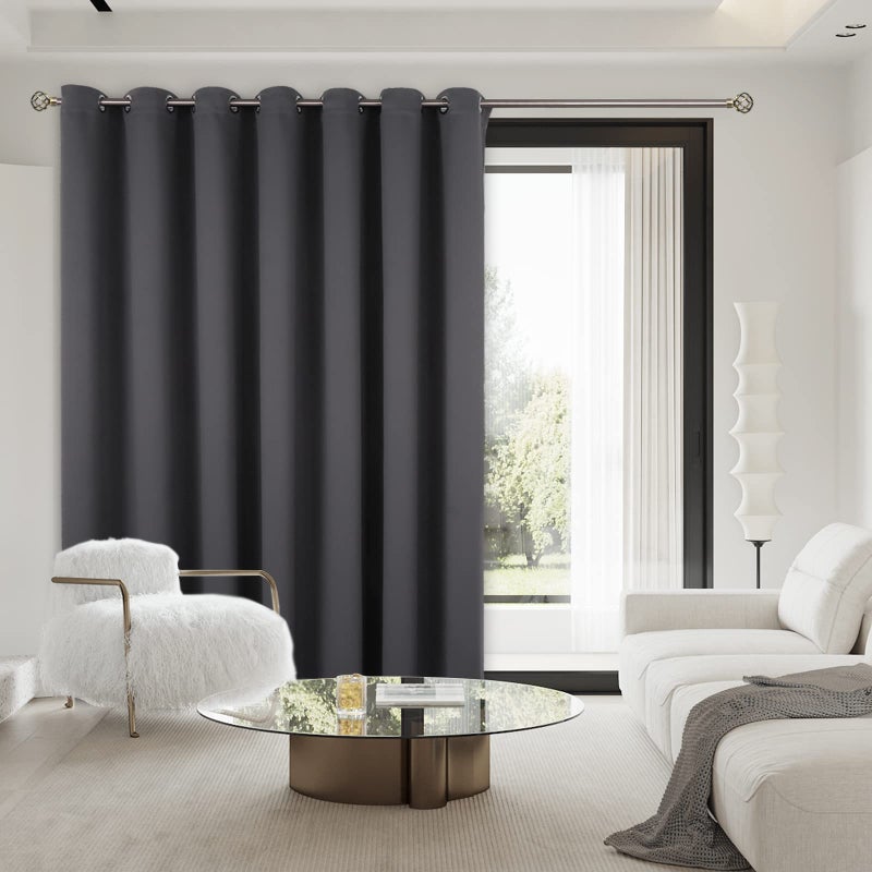 BGment Fashion Sliding Door Curtain 120 X 96 Inches, Wide Thermal Blackout Curtains Room Darkening Room Divider Window Curtain, 1 Panel, Dark Grey, 96 Length X Wide 120 - Image 2